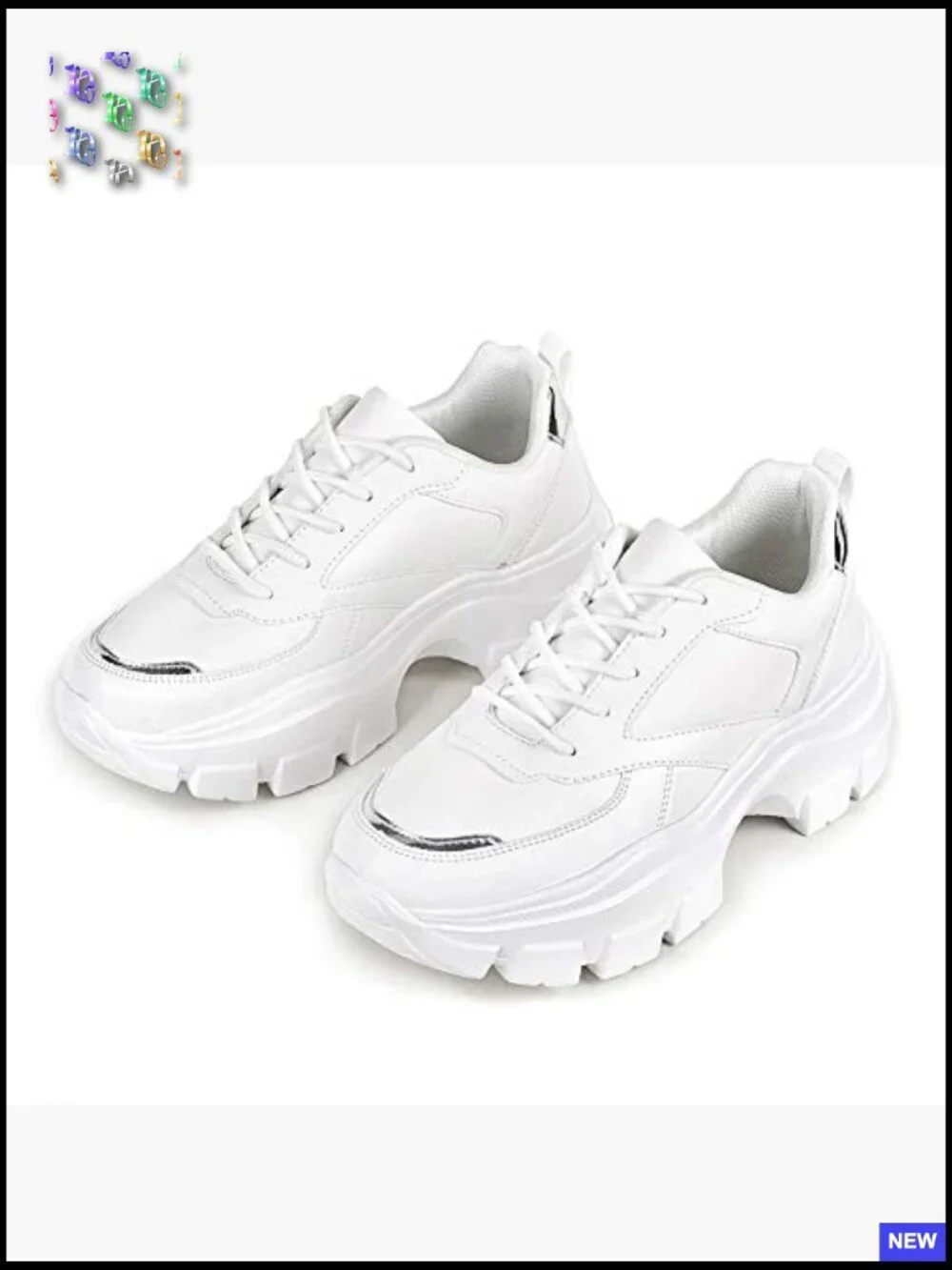 Chunky Platform Sneakers Hologram Lace-Up Casual Fashion Walking Sport Shoes